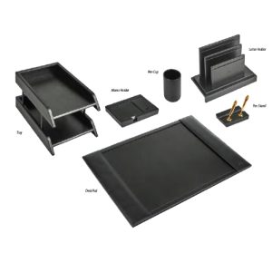 GRANDLUXE PU CHAIRMAN DESK SET BLACK .