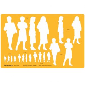 ISOMARS Human Figure Female Multi-Scale Technical Drawing Template Stencil
