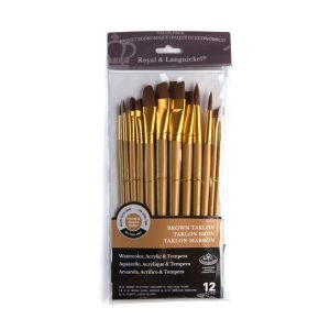 ROYAL & LANGNICKEL® 12pc Brown Taklon Long Handle Variety Brush Set