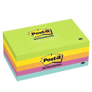 3M Post-it® Notes, 655-5UC, 3 in x 5 in (76 mm x 127 mm), Jaipur colors, 5 Pads/Pack, 100 Sheets/Pack