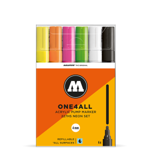 MOLOTOW ONE4ALL 227HS ACRYLIC PUMP MARKER NEON SET 4MM SET OF 6