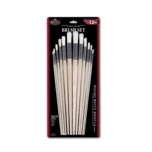 ROYAL & LANGNICKEL ROUND WHITE BRISTLE BRUSH SET/12PCS