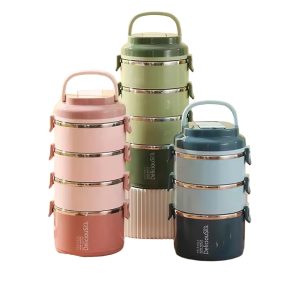 3/4 Tiers Round Preservation Stainless Steel Lunch Box Multilayer