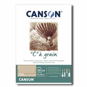 CANSON "C" à GRAIN MOTTLED YELLOW OCHRE COLOR 250 g/m 30 SHEETS A4