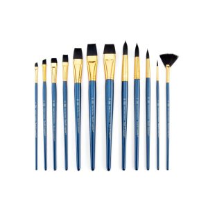 ROYAL & LANGNICKEL® 12PCS Black Taklon Long Handle Variety Brush Set