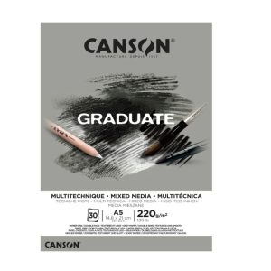 Canson® Graduate Mixed Media Grey Paper Pad 220 gsm 30 Sheets.