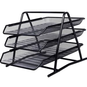 MESCO Metal Mesh 3-Tier Document Tray Black/Silver