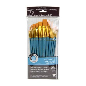 ROYAL & LANGNICKEL®12pc Golden Taklon Long Handle Variety Brush Set