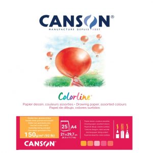 CANSON Colorline® Yellow/Pink/Red Assorted Coloured Paper Pad 150gsm