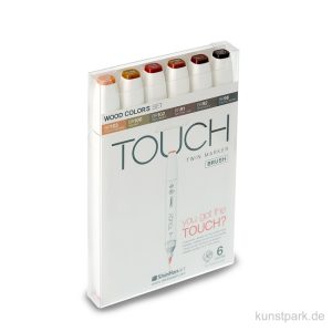 ShinhanArt TOUCH Twin 6Pcs Brush Marker SET (Wood Colors)
