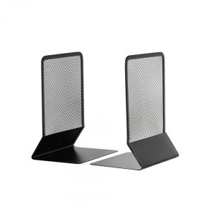MESCO Metal Mesh Bookends (Pack of Two) – Black/Silver