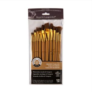 ROYAL & LANGNICKEL® 12pc Brown Taklon Long Handle Variety Brush Set