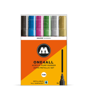 MOLOTOW ONE4ALL 227HS  ACRYLIC MARKER 4MM METALLIC SET OF 6