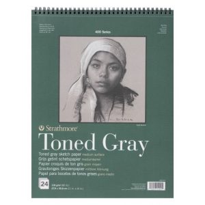 STRATHMORE 400 SERIES TONED GREY - WIRE BOUND- 118 g/m, 27.9 x 35.6 cm 24 SHEETS
