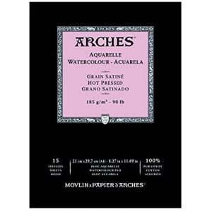 Arches Aquarelle Watercolour - Acuarela- Grain Fin- Hot Pressed 185 g/m 15 Sheets