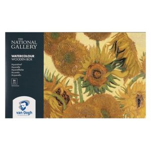 Van Gogh The National Gallery Water Colour Wooden Box Set with 24 Colours in Half Pans + 3 Accessories