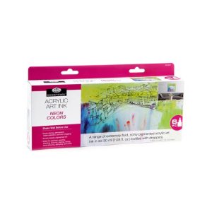 ROYAL & LANGNICKEL® Essentials™ 6pcs Neon Colors Acrylic Art Ink Bottles