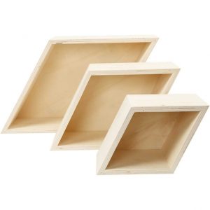 CREOTIME Wooden boxes diamond set of 3 (11+14+20cm)