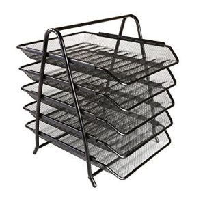 MESCO Metal Mesh 5-Tier Document Tray Black/Silver