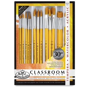 Royal Brush Taklon Hair Classroom Value Pack, Assorted Size, Pack of 30pcs