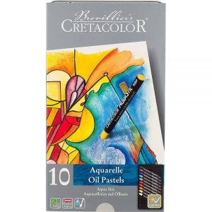 CRETACOLOUR AQUA STIC, WATERSOLUBLE OIL PASTEL SET OF 10