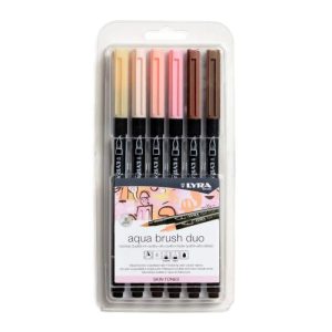 LYRA Aqua Brush Duo Pack of 6 - Skin Tones