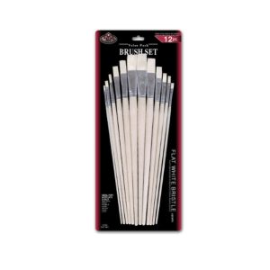 ROYAL & LANGNICKEL FLAT WHITE BRISTLE BRUSH SET/12PCS