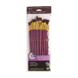 ROYAL & LANGNICKEL® 12pc Burgundy Taklon Long Handle Variety Brush Set
