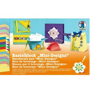 URSUS® Mini design craft book, 300g/m² 24x34cm, 18sheets in different colors and patterns.