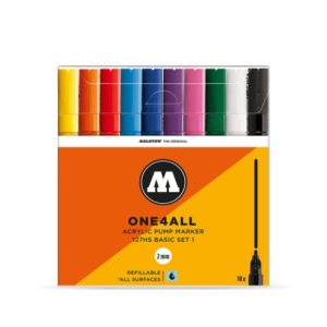 MOLOTOW ONE4ALL 127HS ACRYLIC MARKER 2mm SET OF 10 BASIC SET 1