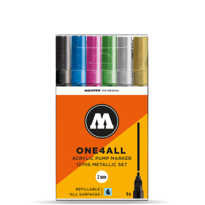 MOLOTOW ONE4ALL 127HS ACRYLIC MARKER 2MM METALLIC SET OF 6