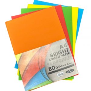 MESCO A4 BRIGHT COLOUR PAPER 100Sheet Assorted