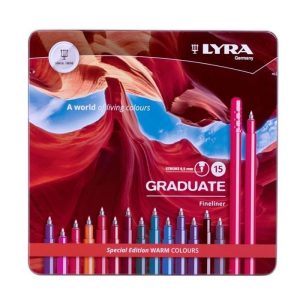LYRA GRADUATE FINELINERS 0.5MM 15PCS SET SPECIAL EDITION WARM COLOURS