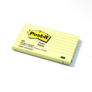 3M Post-it® Notes 635, 3 in x 5 in (76 mm x 127 mm) Canary Yellow, Lined.