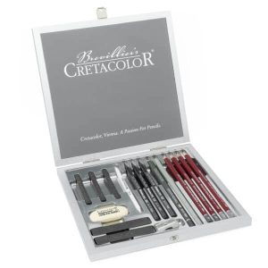 CRETACOLOR GRAPHITE AND DRAWING SET SILVER BOX