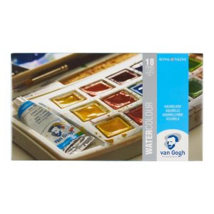 VAN GOGH Watercolour plastic case set 18 half pans + 2x10ml tubes